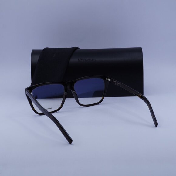 Saint Laurent SL434SLIM 002 Square Eyeglasses – Dark Havana 57mm - Picture 3 of 10